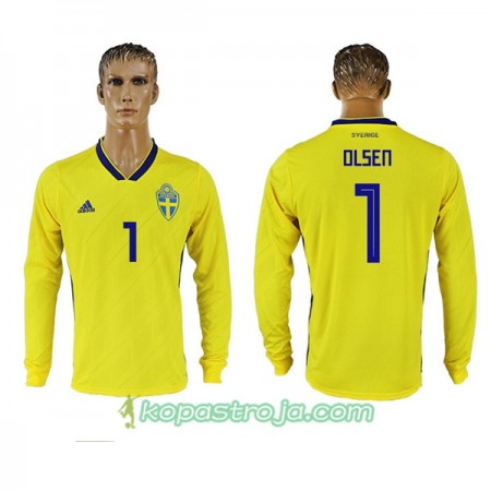 Billiga Fotbollströjor Sverige Olsen 1 WM 2018 Hemma tröja Långärmad